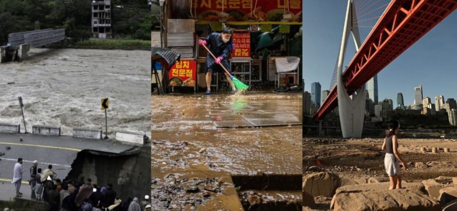 In pictures: Extreme weather in Pakistan, South Korea and China highlight impact of climate change