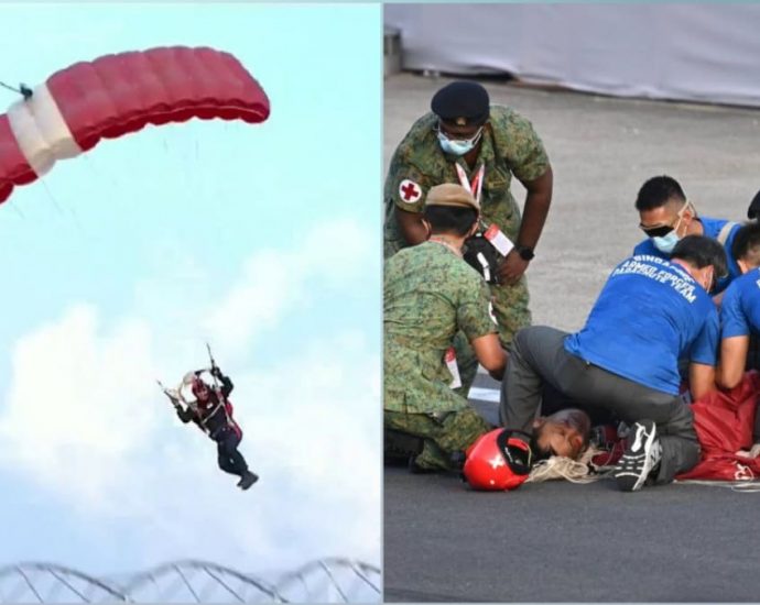 Red Lions parachute team member in stable condition after hard landing at National Day Parade 2022