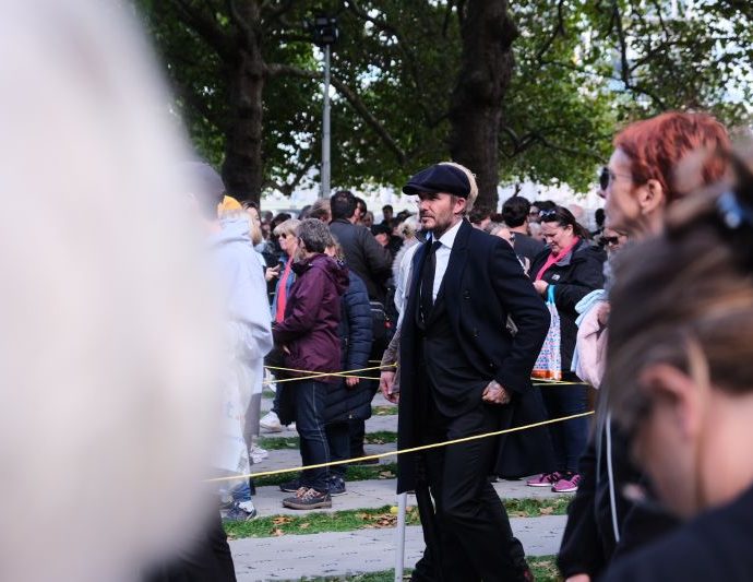 England football great David Beckham spotted in The Queue for Queen Elizabeth II