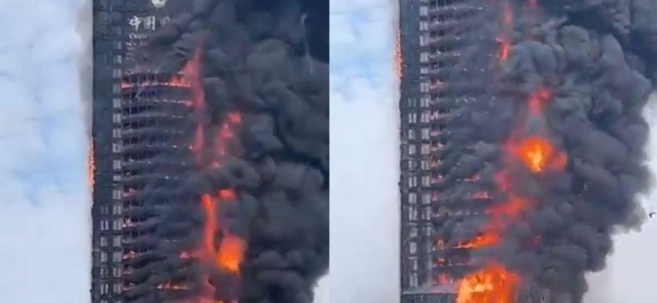 Fire engulfs office tower in China's Changsha city