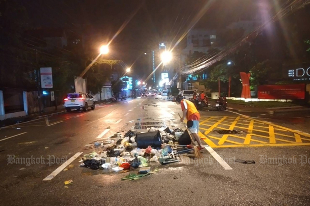 Heavy rain erodes Pattaya’s new beach