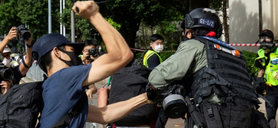 Hong Kong man jailed for stabbing police at protest