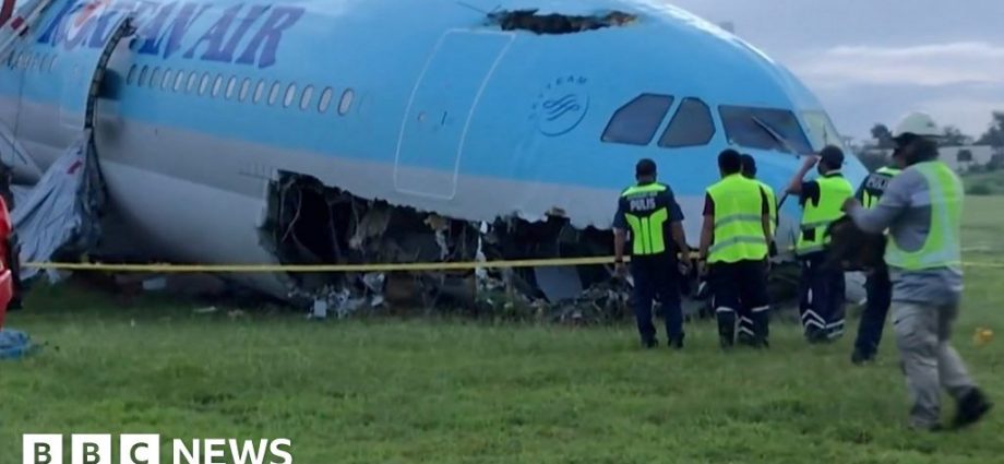 Korean Air crash: Plane overruns runway in bad weather