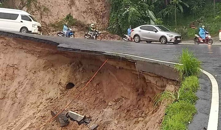 Landslide closes Phuket hill road, airport route flooded