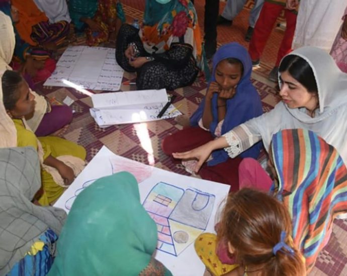 Malala visits women at flood camps in Pakistan