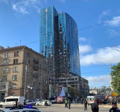 Samsung building hit in Russian rocket strike on Kiev