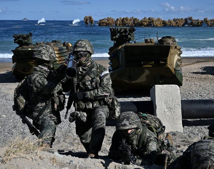 South Korean marines stage amphibious landing exercise