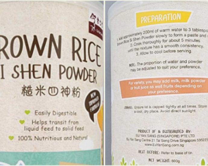 Eu Yan Sang ordered to recall Brown Rice Si Shen powder due to excess toxin, chemical presence