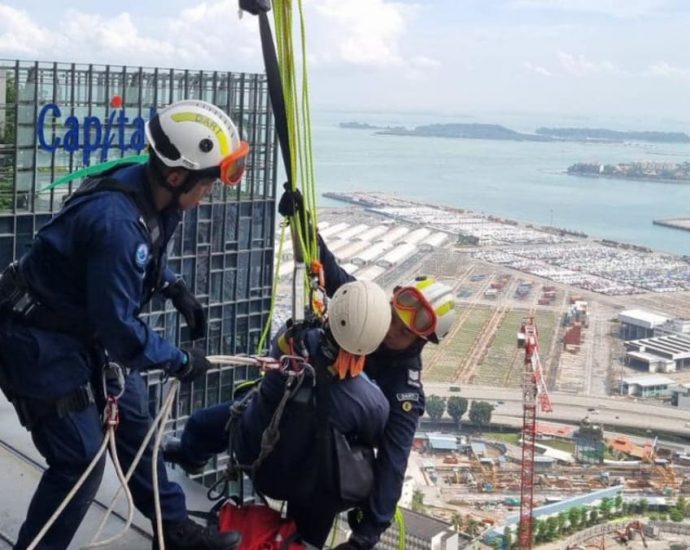 SCDF officers rescue two workers stranded on 40th floor of Capital Tower