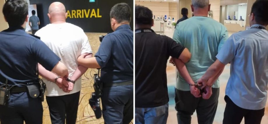 Two men accused of stealing from money changer taken off flight at Changi Airport and arrested