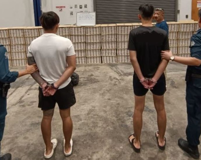 2 men arrested for evading more than S0,000 in duty and GST; 4,150 cartons of contraband cigarettes seized