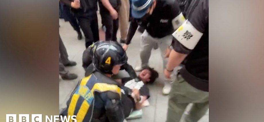 Watch: Japan riot police pin protesters to ground