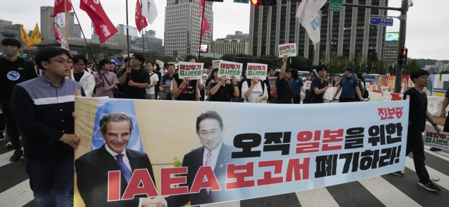 South Koreans protest Japan’s plans to release treated wastewater from damaged Fukushima plant