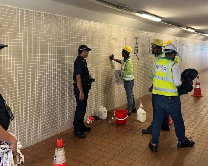 Graffiti found on wall of Buona Vista MRT underpass; police investigations ongoing