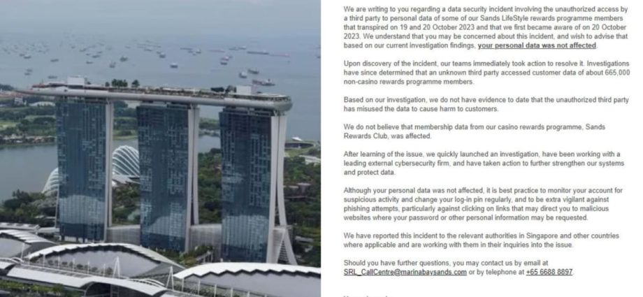 Personal data of 665,000 Marina Bay Sands lifestyle rewards members accessed in data security breach
