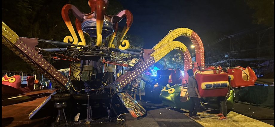 Three injured as giant octopus ride breaks at festival