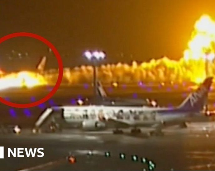 Watch: How the Japan passenger plane burst into flames