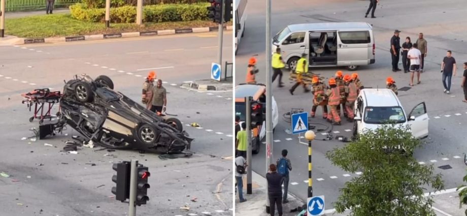 Eight people taken to hospital after accident involving multiple vehicles in Tampines