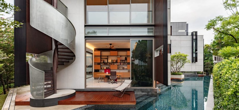 Inside a bungalow in Singapore with plenty of interesting geometrical forms