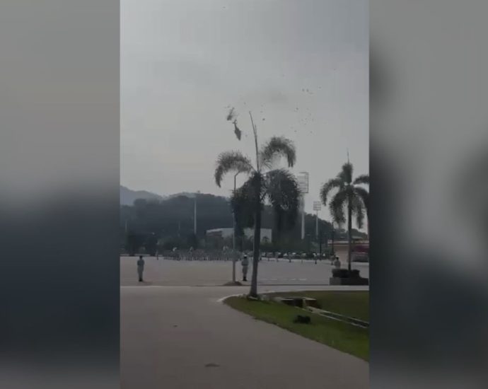 Ten killed after Malaysian military helicopters collide mid-air during navy parade rehearsal