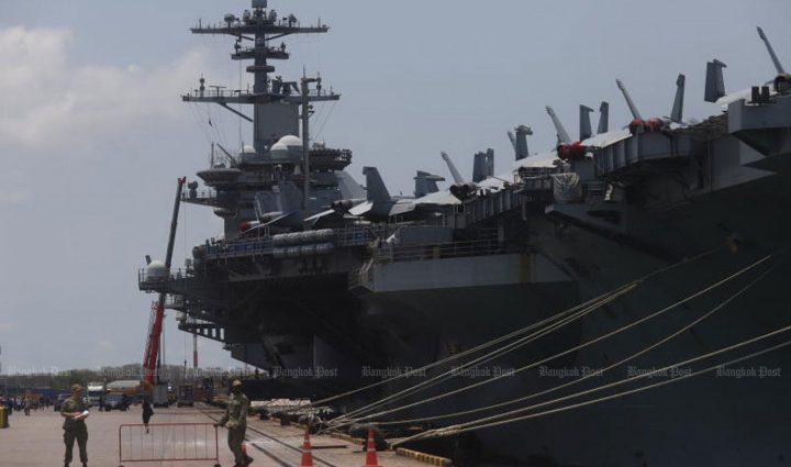 US carrier docks in Chon Buri for "community service"