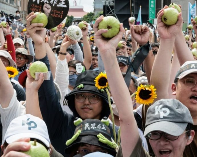 Hundreds protest Taiwan’s ruling party on eve of inauguration