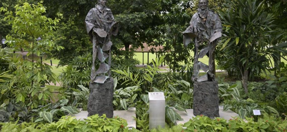 New statues installed at Fort Canning Park to commemorate Singapore's first botanical garden