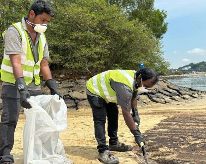 Affected parts of Sentosa cordoned off several hours after oil spill on Jun 14