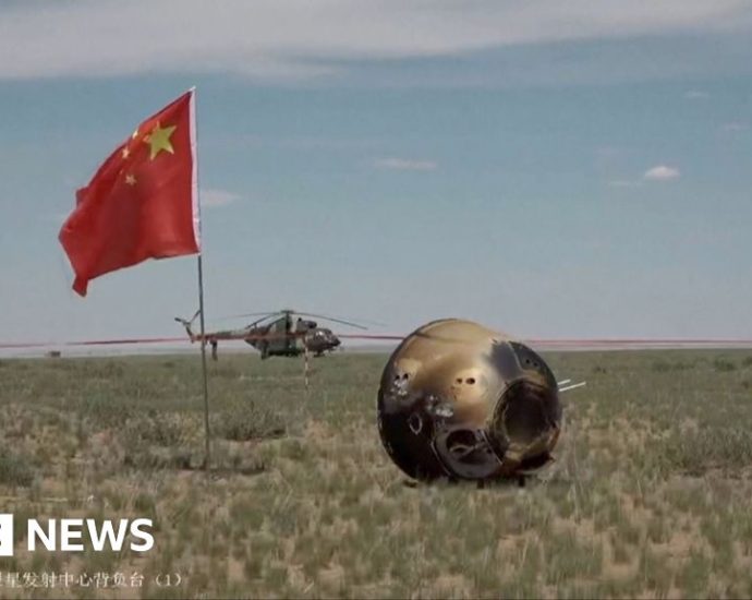 Moment China’s lunar probe lands back on Earth