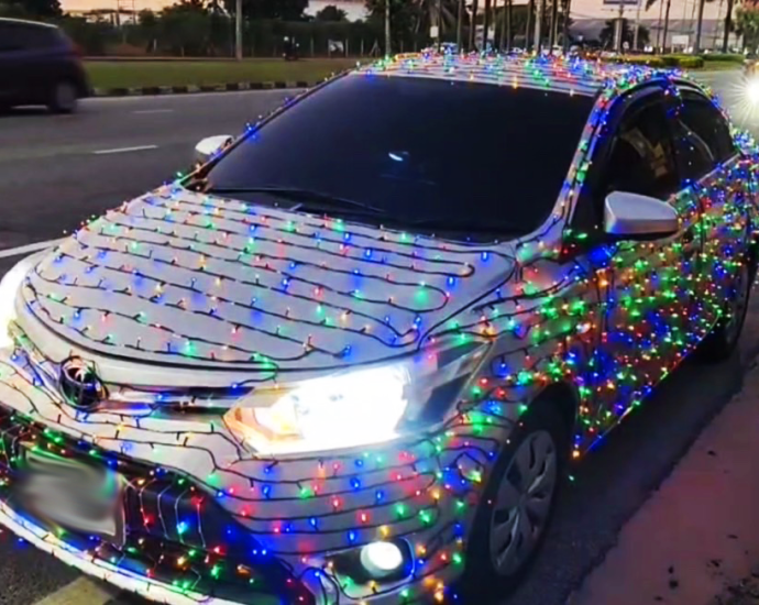 Russian fined for Christmas lights on car