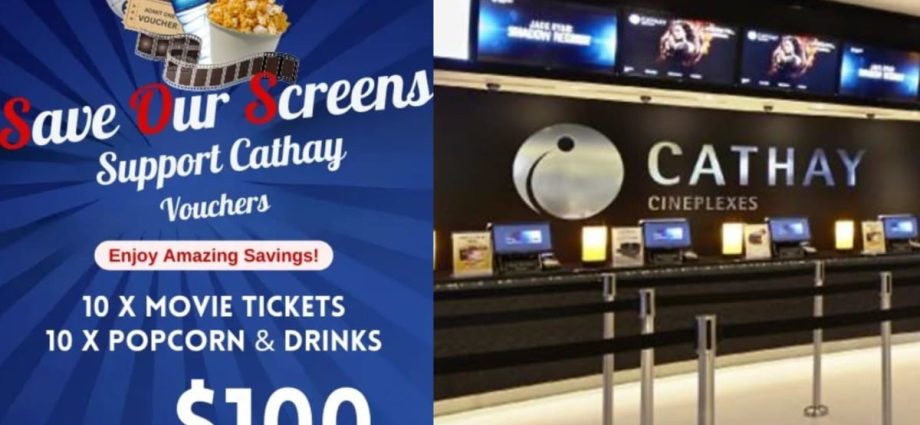 Cathay Cineplexes offering 10 movie tickets plus popcorn and drinks for S0 with Save Our Screens vouchers