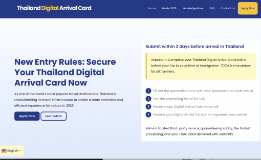 Fake Thailand Digital Arrival Card website alert